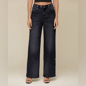 Avec Les Filles Dark Denim Wide-Leg Jeans